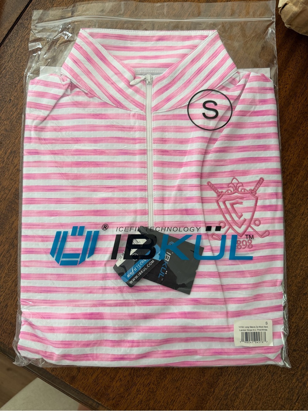 IBKUL Pink & White Striped Zip-Front women long sleeve